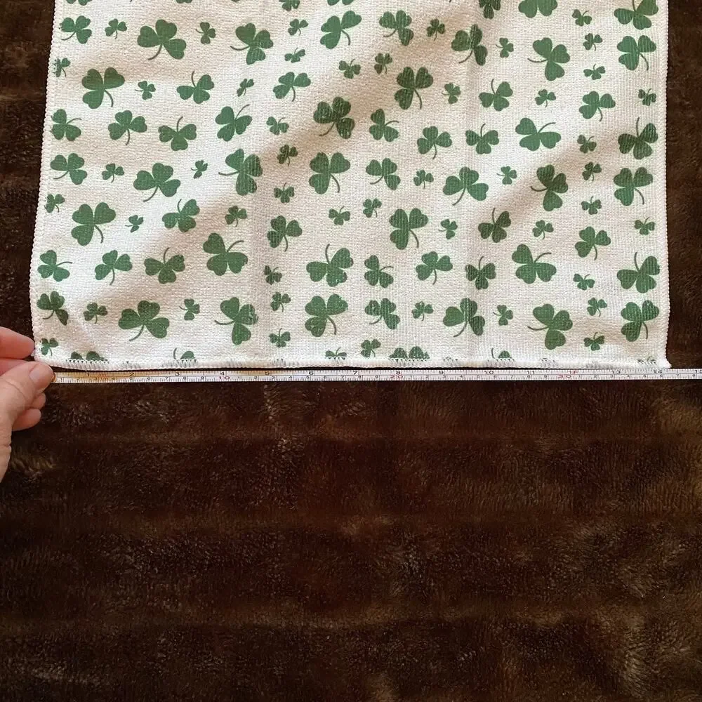 St. Patrick’s Day Green Shamrocks Microfiber‎ Dish Towel 14”x24” UNUSED!